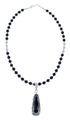 Sterling Silver Navajo Onyx Bead Necklace AX128217
